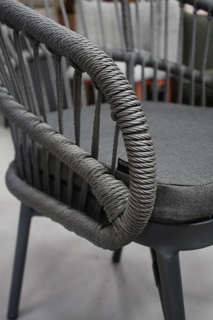 Partij mooie grijze tuinstoelen terrasstoel touw aluminium, Ophalen, Nieuw