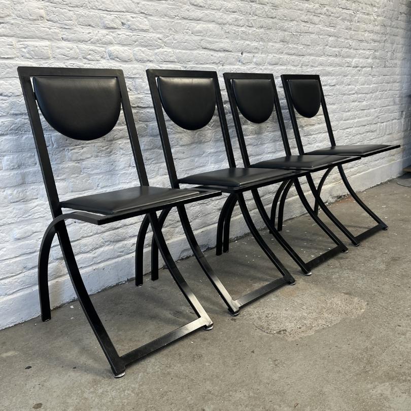 4x vintage designstoelen KFF - zwart staal, minimalistisch, Huis en Inrichting, Ophalen, Gebruikt, Zwart, Onbekend