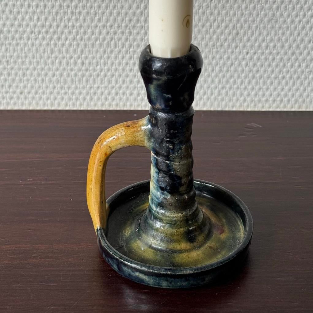 Antieke Vlaams Aardewerken Kandelaar Blaker, Keramiek Kleur, Antiek en Kunst, Ophalen of Verzenden