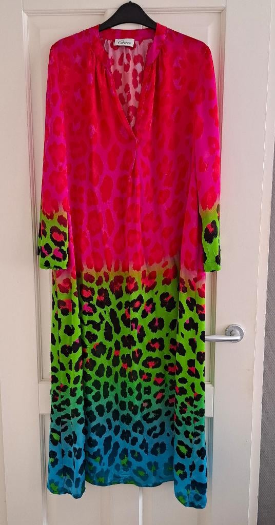 Grace maxi dress statement panter print roze groen L 49426, Grace, ., Maat 42/44 (L), Ophalen of Verzenden