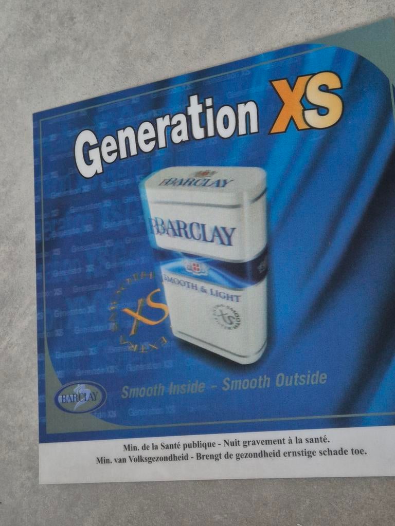 Vintage 3D reclame plaat Barclay Generation XS, Verzamelen, Ophalen of Verzenden, Zo goed als nieuw, Reclamebord