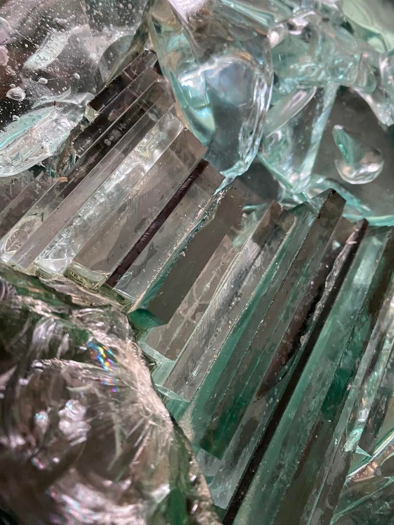 Jaren 80 Brutalist glazen sculptuur / wanddecoratie, Gebruikt, Onbekend, Ophalen of Verzenden, Onbekend