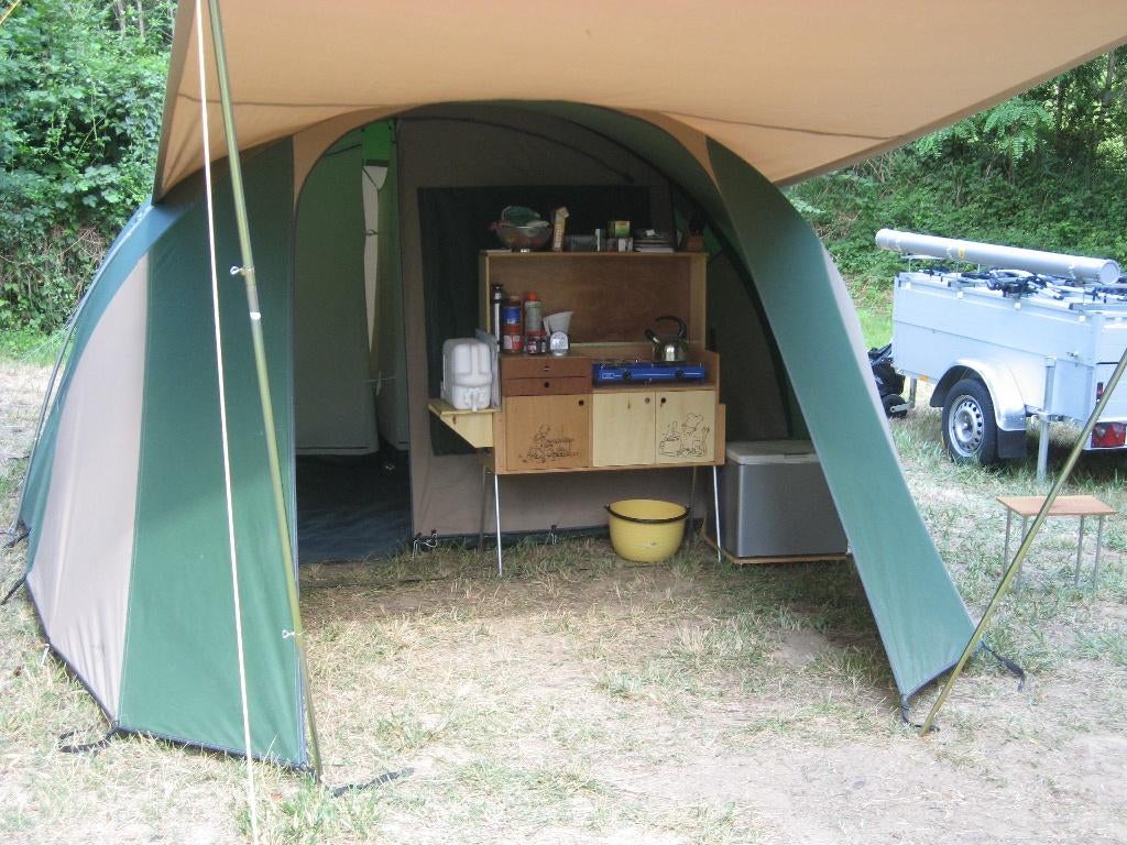 Baco Valk 4 katoenen 4 persoons tent, Caravans en Kamperen, Ophalen, Gebruikt, Tot en met 4