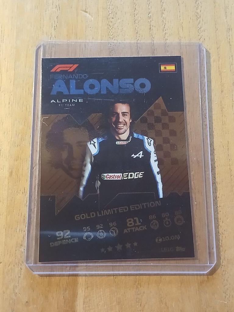 Fernando Alonso Gold Limited Edition Topps Turbo Attax 2021, Ophalen of Verzenden, Zo goed als nieuw, Losse kaart, Foil