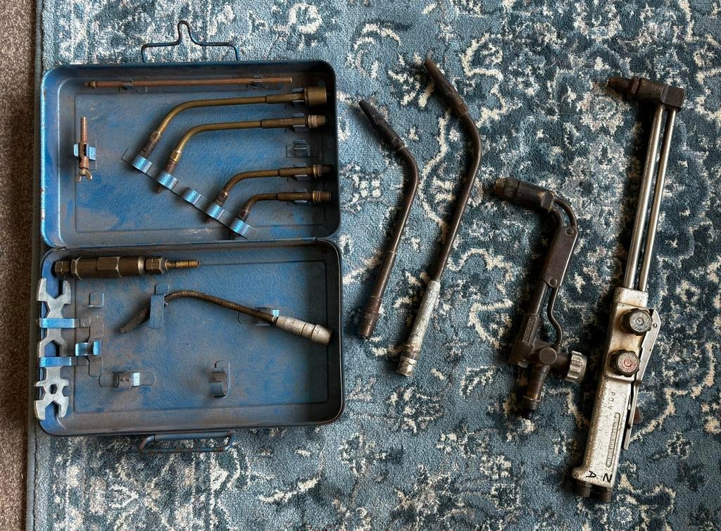 Messer Griesheim snijbrander set, 2 branders + opzetstukken, Doe-het-zelf en Verbouw, Ophalen of Verzenden, Gebruikt