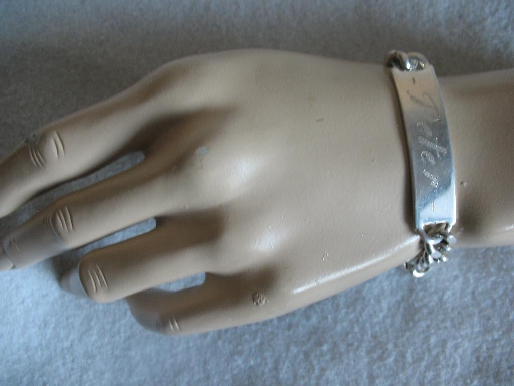 Zilveren Gourmet Schakelarmband Naamplaat *Peter Vintage, Ophalen, Zilver, Armband