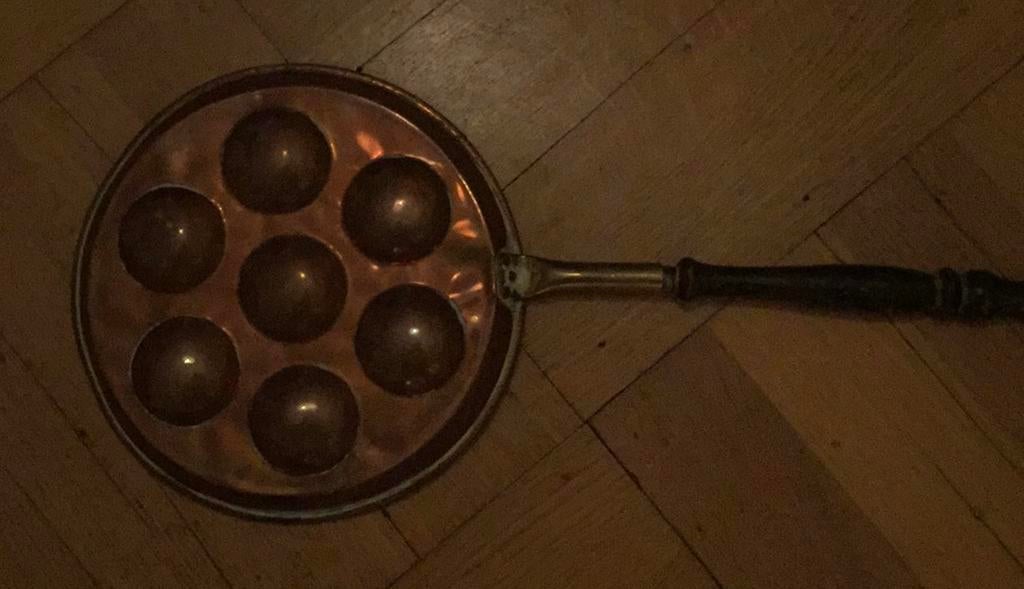 Koperen poffertjespan poffertjes pan antieke antiek koper, Ophalen of Verzenden