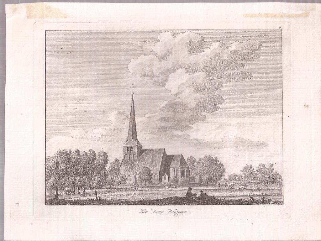 Het Dorp Balgoijen. Kopergravure Balgoij ca. 1750 Balgoy, Stadsgezicht, Ophalen of Verzenden, 1700 - 1799, Origineel