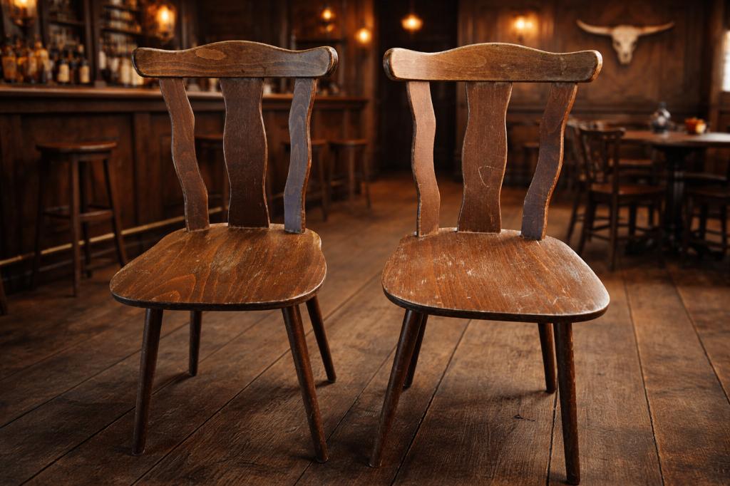 Twee houten stoelen, Ophalen, Gebruikt, Twee, Bruin