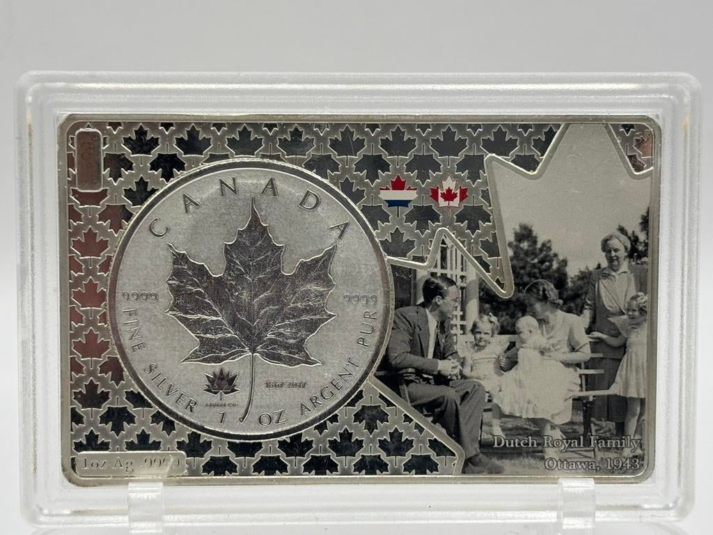 1oz Maple leaf reverse proof privy 150 years canada zilver, Postzegels en Munten, Edelmetalen en Baren, Ophalen of Verzenden, Zilver