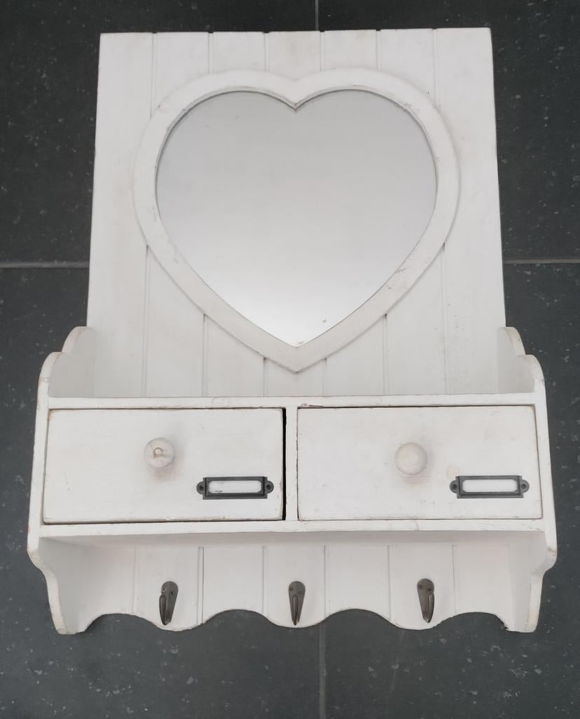 Wandkabinet,Spiegel,Kapstok,Laden,Wit,Landelijk, Ophalen of Verzenden