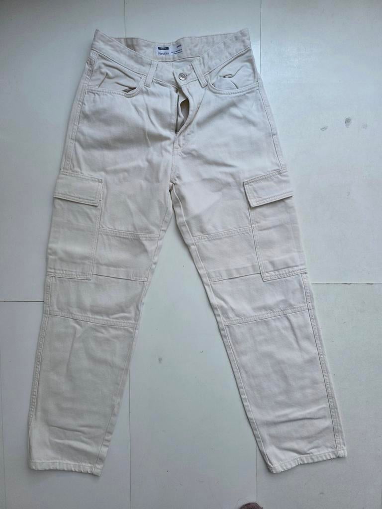 Bershka Cargo Denim broek maat 36 zgan, W36 - W38 (confectie 52/54), Overige kleuren, Ophalen of Verzenden, Zo goed als nieuw