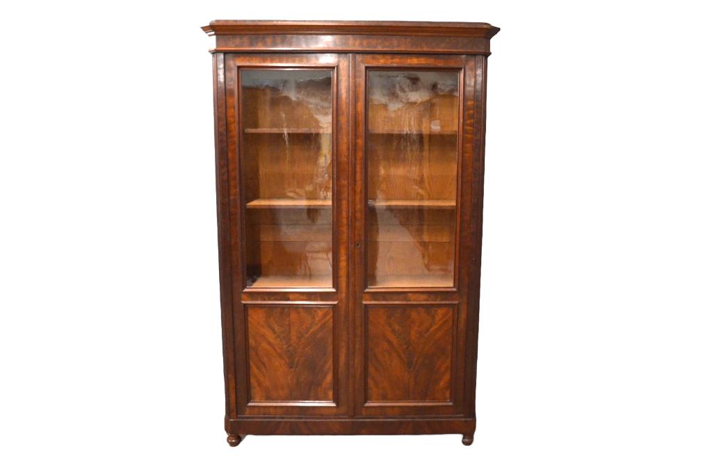 Antieke bloemmahonie boekenkast, Huis en Inrichting, Kasten | Boekenkasten, Met deur(en), 100 tot 150 cm, Nieuw, Ophalen of Verzenden