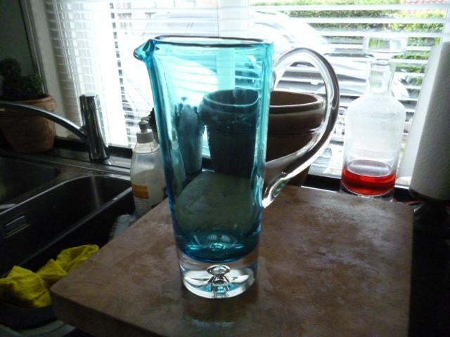 Krosno Bonny kristallen blauwe waterkan + glazen + meer, Antiek en Kunst, Antiek | Glas en Kristal, Ophalen of Verzenden