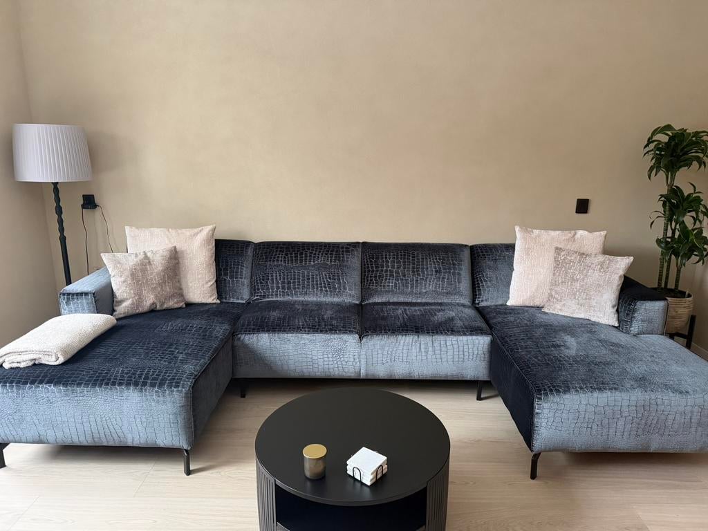 Luxe U bank met crocodile patroon, 300 cm of meer, Ophalen of Verzenden, Zo goed als nieuw, Vierpersoons of meer