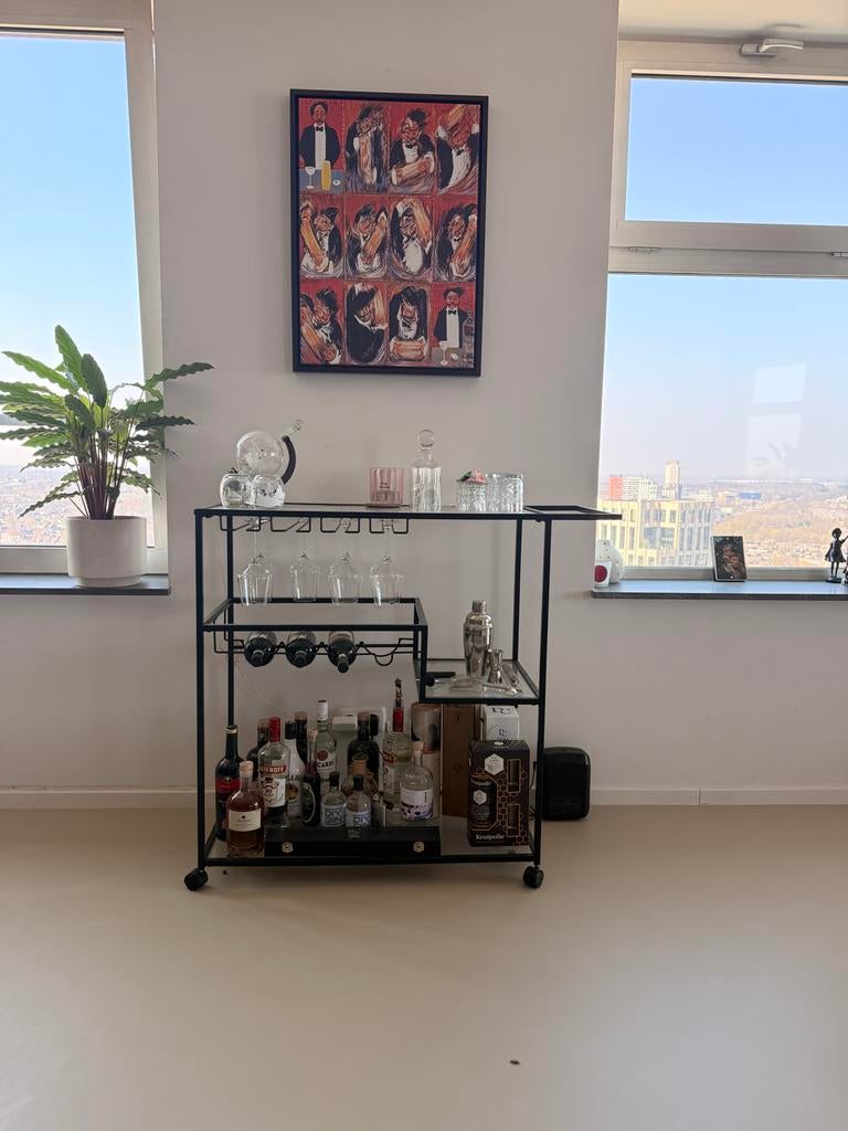 Stijlvolle Drankkast op Wielen, Huis en Inrichting, Kasten | Overige, Ophalen, Zo goed als nieuw