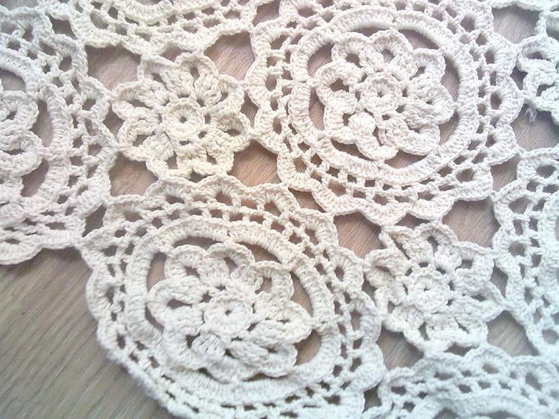 Cottage style gehaakte sprei /grand foulard 225x175cm, Antiek en Kunst, Ophalen of Verzenden