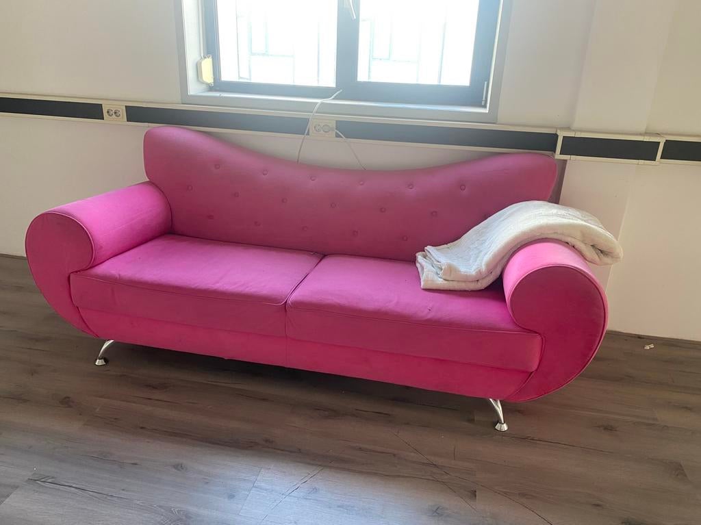 Roze bank, Ophalen, Gebruikt, 150 tot 200 cm, Tweepersoons