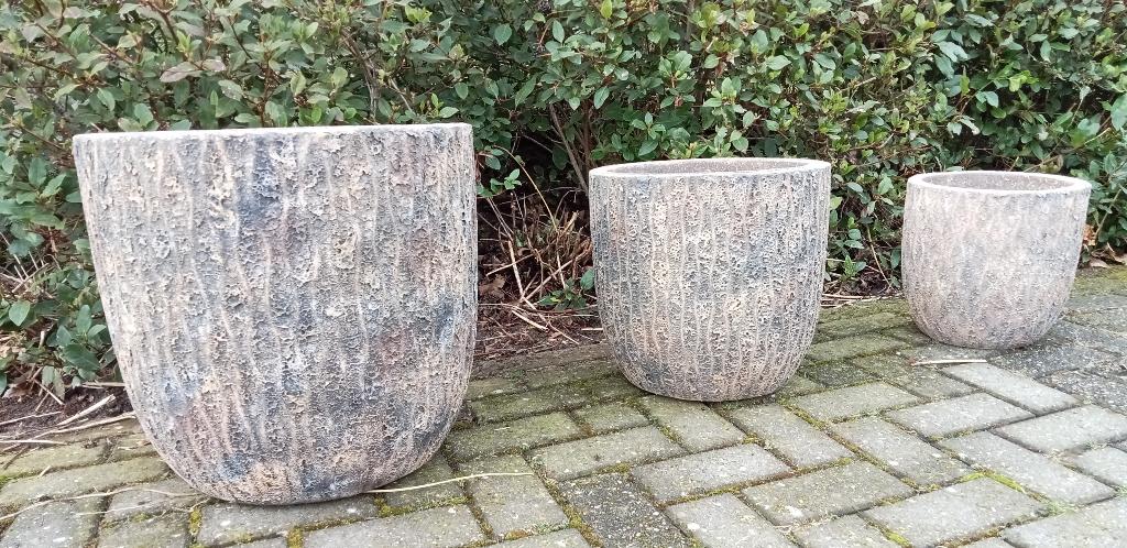 Grote geglazuurde pot wave bronze in 3 maten., Ophalen, Overige materialen, Minder dan 60 cm, Rond