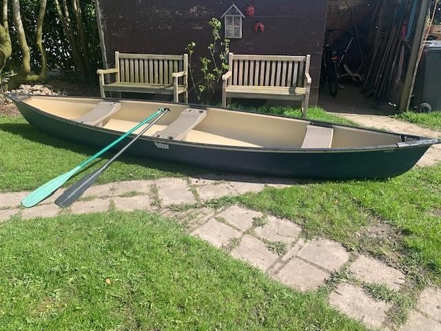 Canadese kano Pelican, Watersport en Boten, Kano's, Zo goed als nieuw, Canadese kano of Open kano, Drie personen of meer, Met peddels