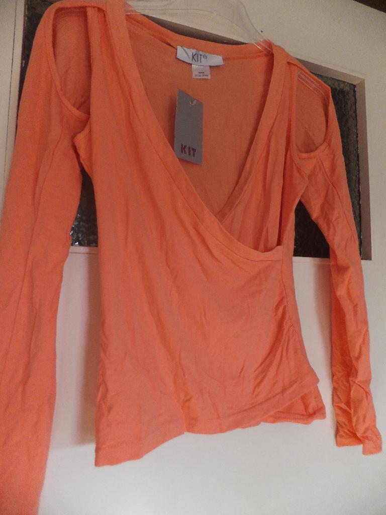 Nieuw sexy zalm kleurige Kit (Otto) top & bolero in 1. 34 36, Verzenden, Nieuw, Oranje, Lange mouw