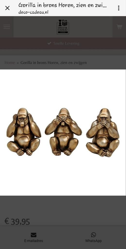 Gorilla beelden, Overige kleuren, Nieuw, Ophalen of Verzenden, Glas