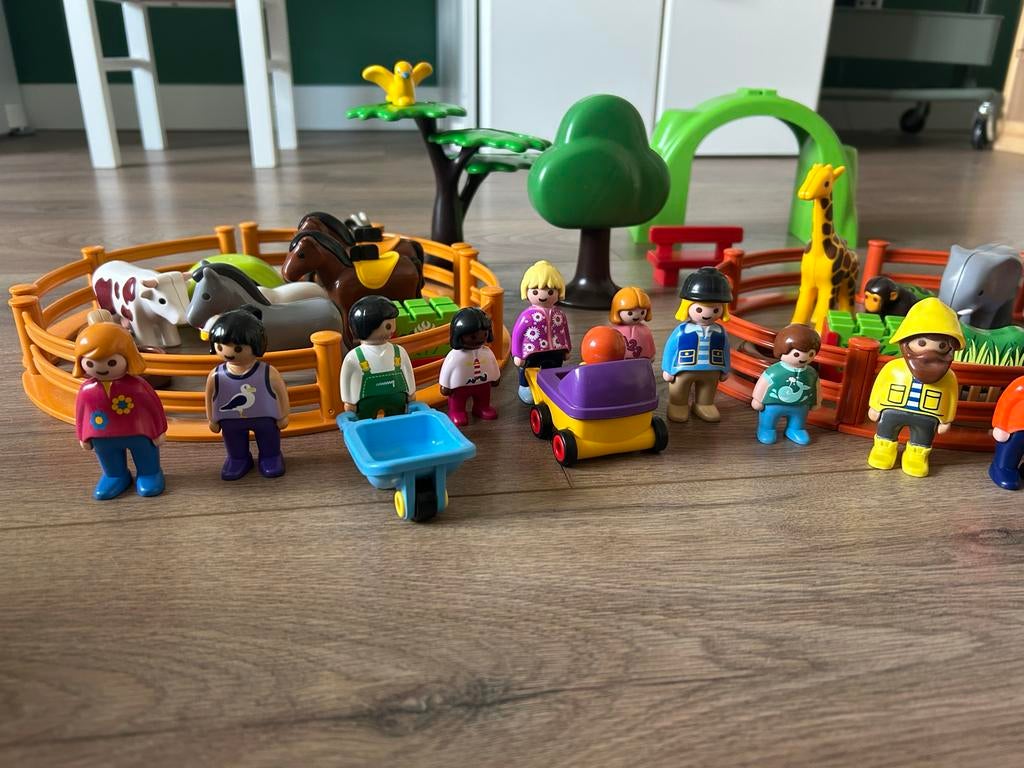 Playmobil 123 grote dierentuin en paardentrailer, Ophalen, Gebruikt, Complete set
