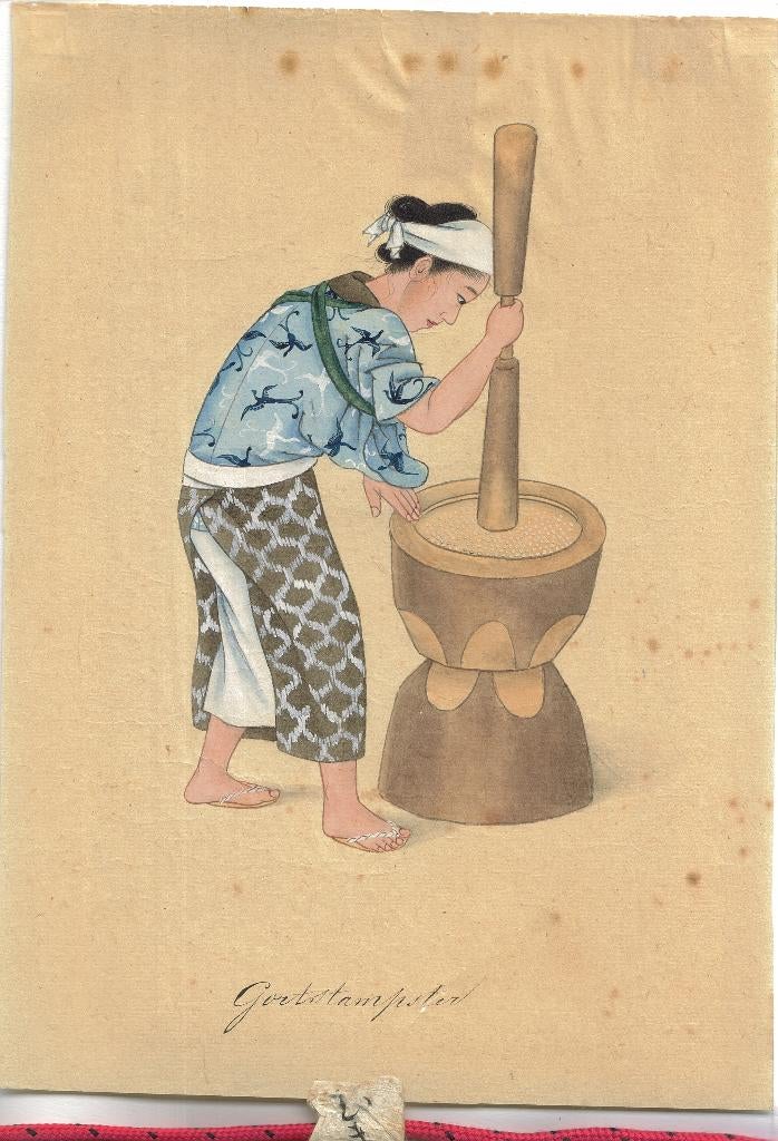 Onvermelde Japanse Maker houtblokprint "Gortstampster", Ophalen, Minder dan 50 cm, Gebruikt, Oorspronkelijke maker