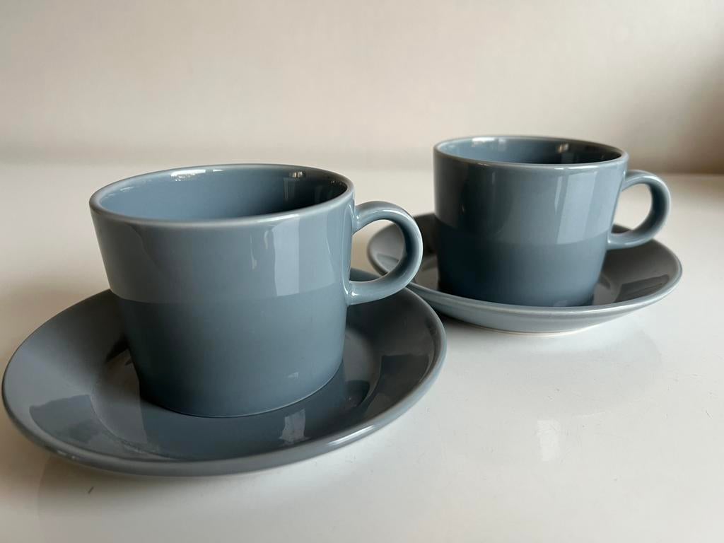 Set 2 Arabia Finland Teema Kop Schotel Grijs Kaj Franck, Huis en Inrichting, Keuken | Servies, Ophalen of Verzenden, Zo goed als nieuw