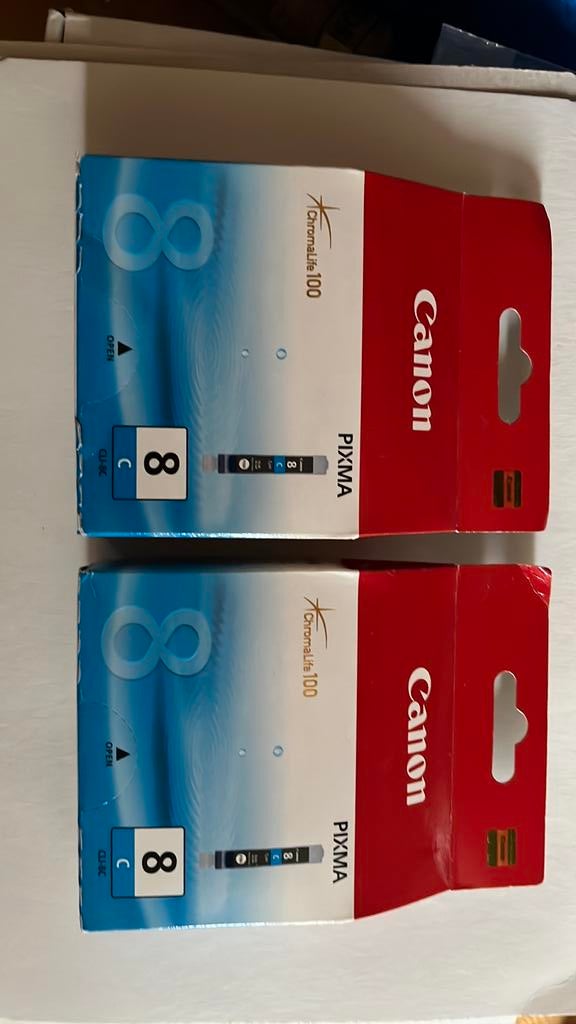 2 orginele Canon blauw inktcatridge CLI 8C, Ophalen of Verzenden, Nieuw, Cartridge