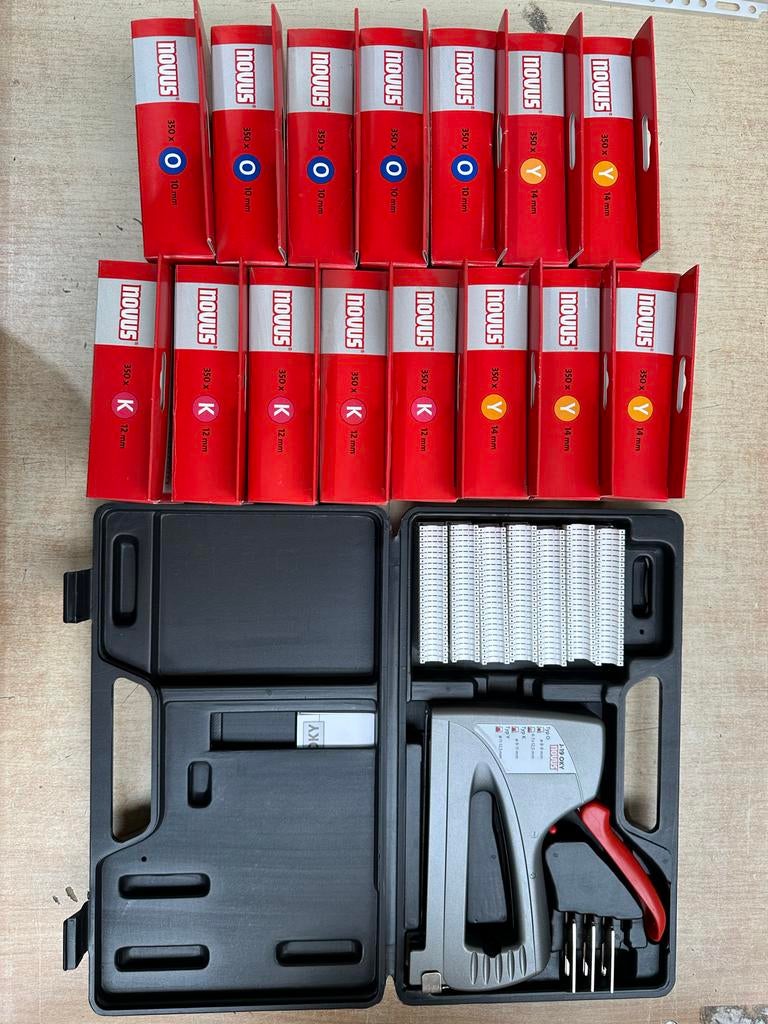 Novus kabeltacker J-19 OKY met 15 doosjes nieten, Ophalen of Verzenden, Nieuw