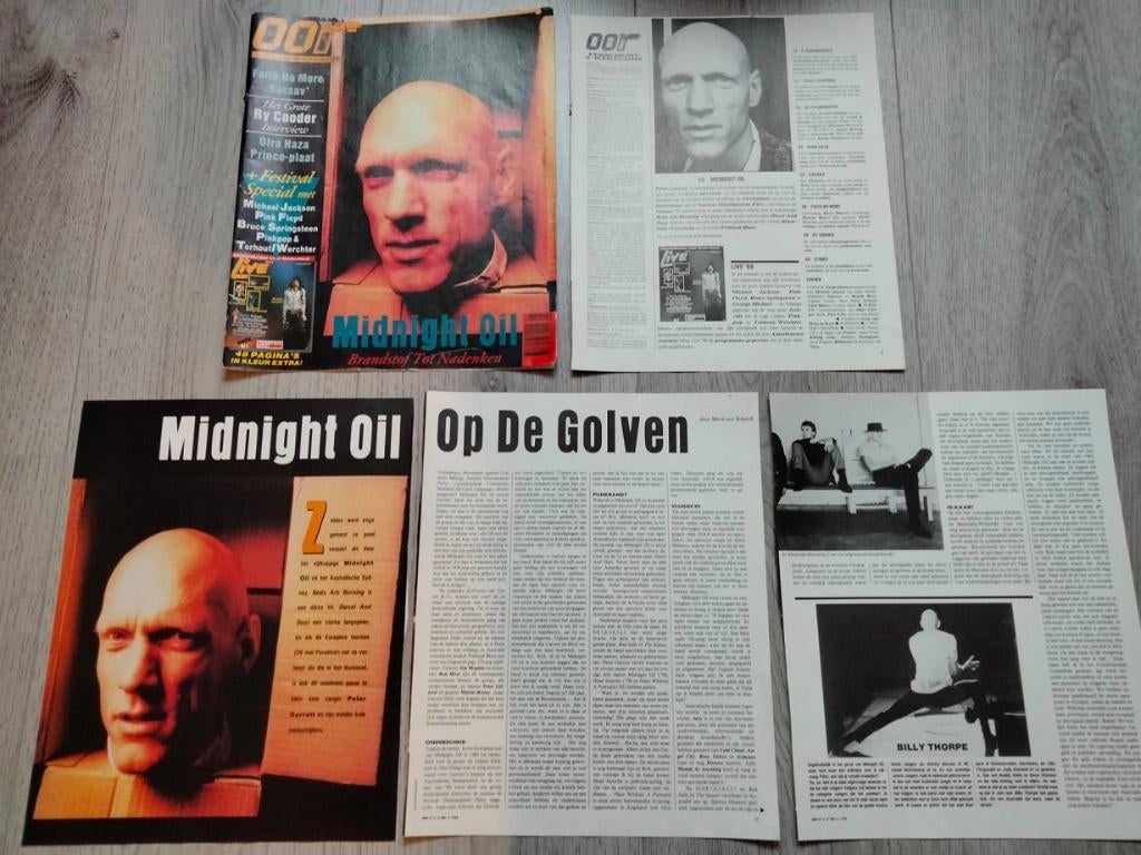 Midnight Oil OOR tijdschrift cover knipsels 21 mei 1988, Verzenden, Zo goed als nieuw, Boek, Tijdschrift of Artikel