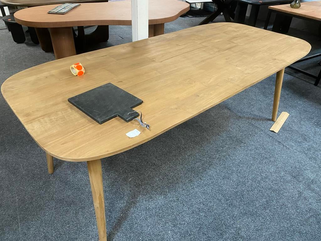 Deense Ovale Tafel tabassum van Gerecycled Teak 220x100 cm, Ophalen, 100 tot 150 cm, Teakhout, Vijf personen of meer