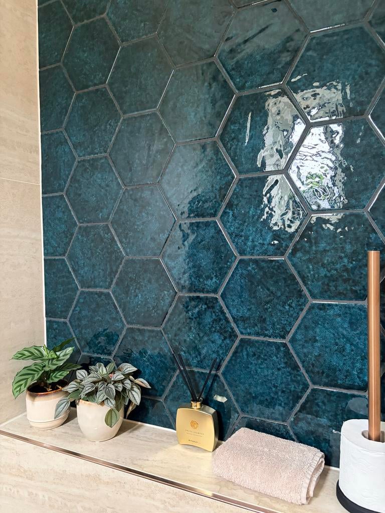 Hexagon wandtegels petrol / groen-blauw – Tonalite (nieuw), Ophalen, Nieuw, Minder dan 20 cm, 20 tot 40 cm