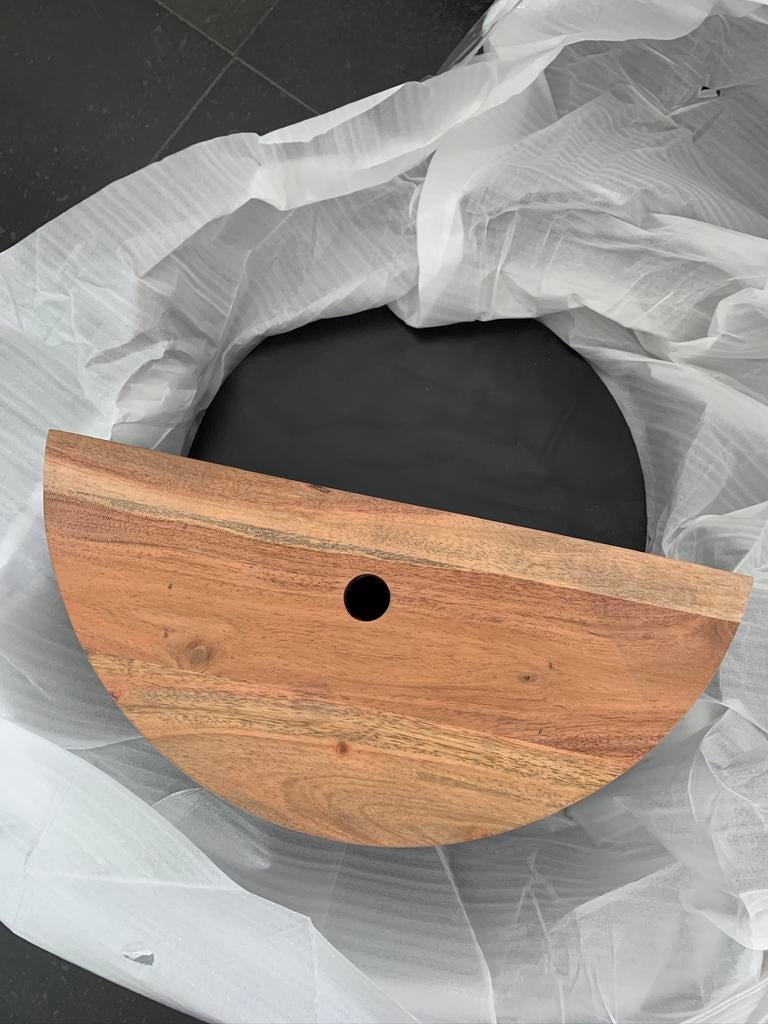 Wandschap half moon met lade, Huis en Inrichting, Woonaccessoires | Wanddecoraties, Ophalen, Hout, Nieuw, Bruin