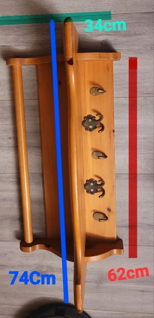 Houten kapstok met 5 haken, Ophalen of Verzenden, Zo goed als nieuw, Hout