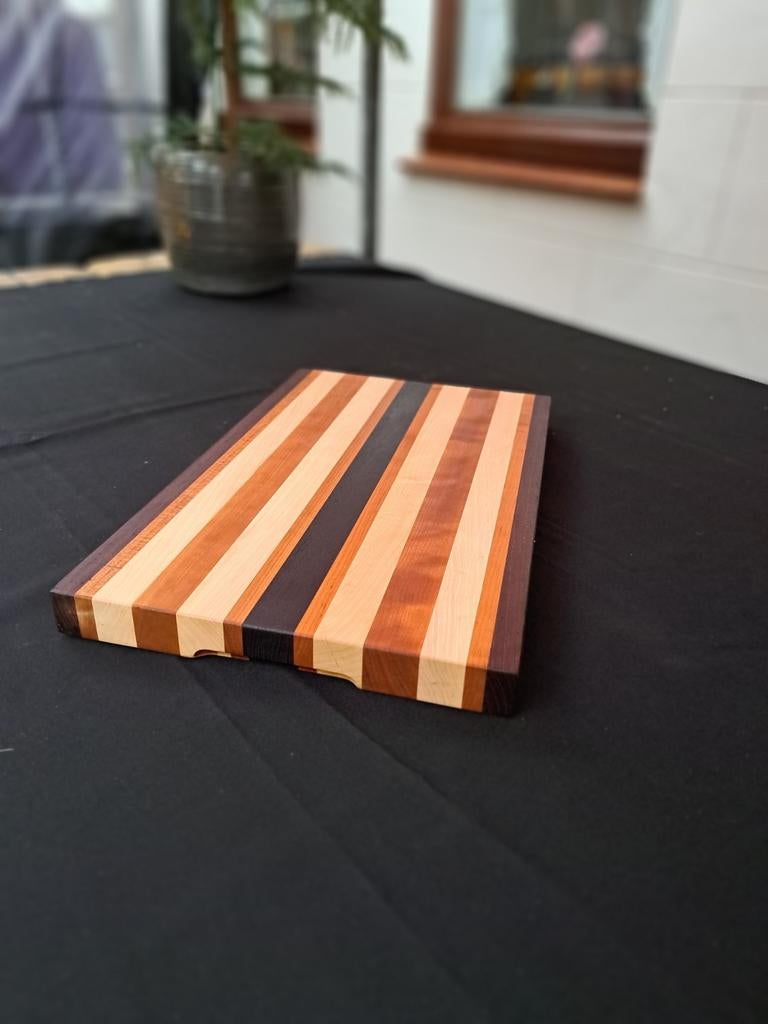 Luxe houte snijplank 28x49cm gemaakt van Plataan,Kerse,Wengé, Ophalen of Verzenden, Nieuw, Glas of Kopje