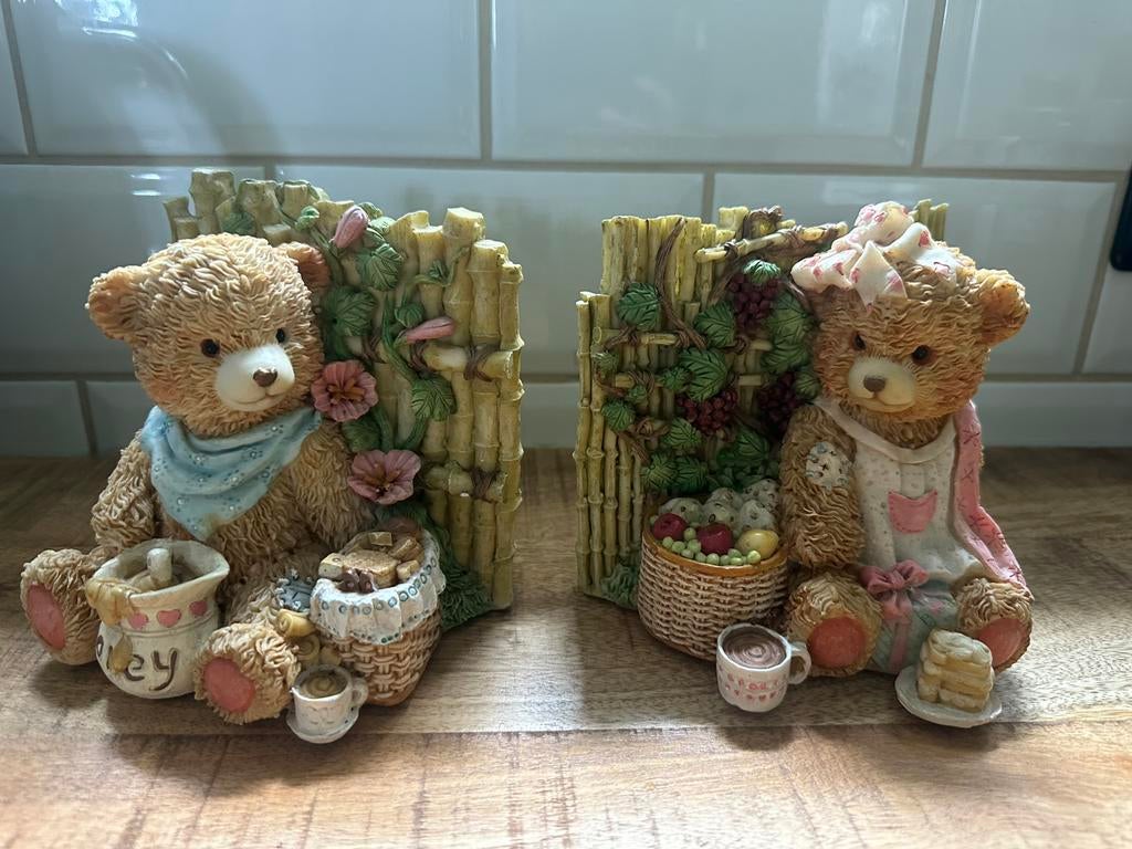 Boekensteun beren bamboe (set 1), Ophalen of Verzenden, Zo goed als nieuw, Stoffen beer, Overige merken