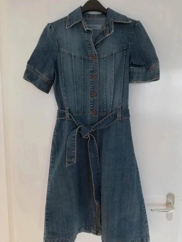 Denim jurk met korte mouwen en ceintuur.  Maat 34, Blauw, Vero Moda, Nieuw, Ophalen of Verzenden