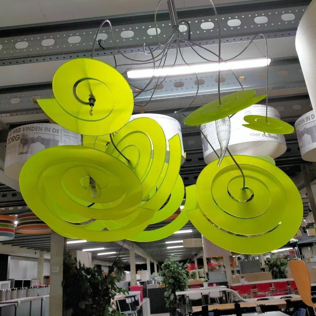 Design hanglamp groen planeetlamp spiraal lamp, Huis en Inrichting, Ophalen, Gebruikt, 50 tot 75 cm