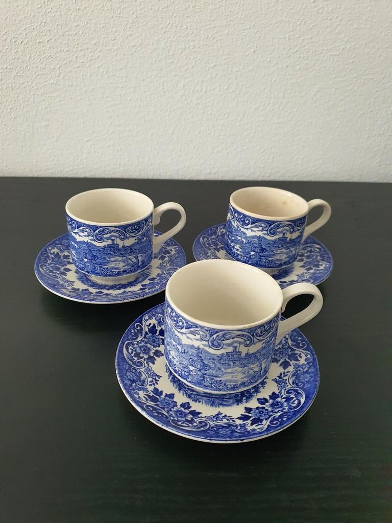 3x Kop en schotel Broadhurst Staffordshire Ironstone, Ophalen of Verzenden