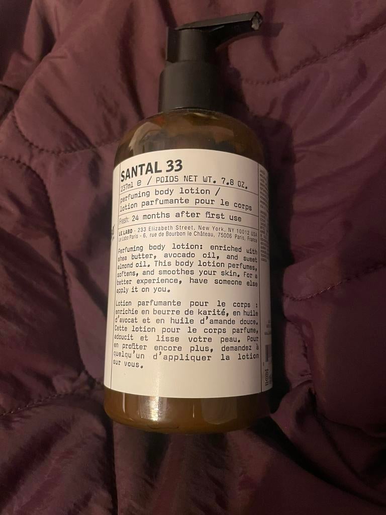 Le Labo santal 33 bodylotion, Ophalen of Verzenden, Zo goed als nieuw, Bodylotion, Crème of Olie