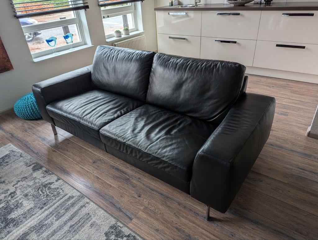 W.Schillig 2,5-zits lederen bank - 210x90x70cm, Ophalen, Gebruikt, Driepersoons, Rechte bank