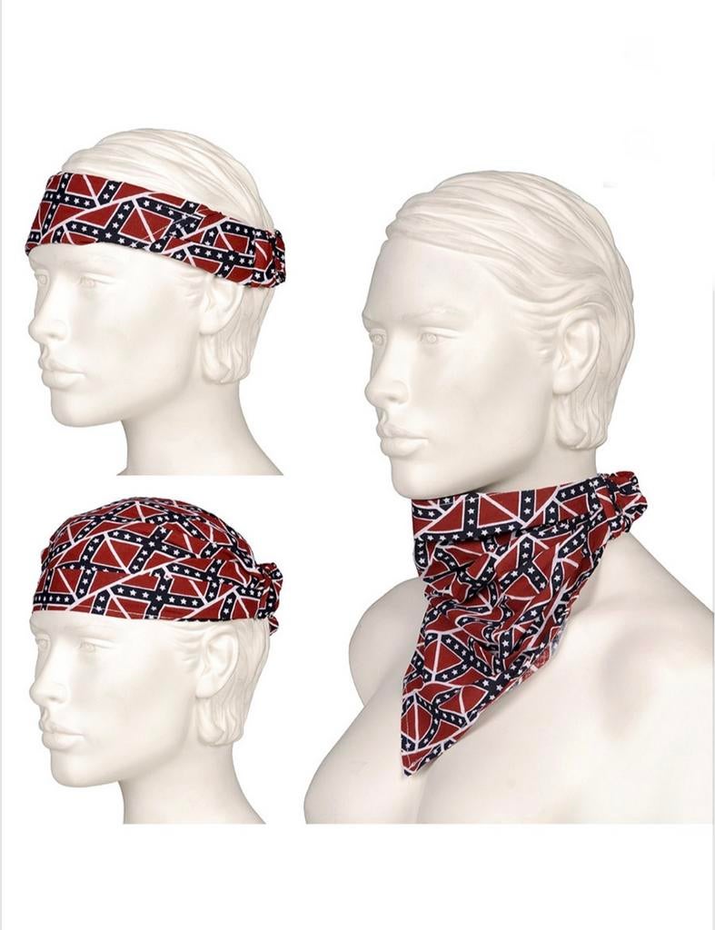 3-in-1 Bandana Rebel Flag - Rood en Wit, biker, rocker, Ophalen of Verzenden, Tweedehands