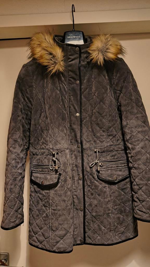 Quilted suède parka Liv, Maat 38/40 (M), Verzenden, Zo goed als nieuw, Grijs