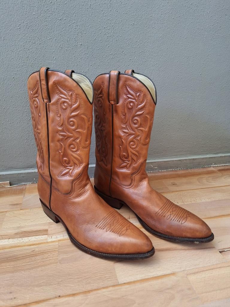 Handgemaakte leren cowboy laarzen van Tony Mora, maat 45, Bruin, Ophalen of Verzenden, Tony Mora, Gedragen