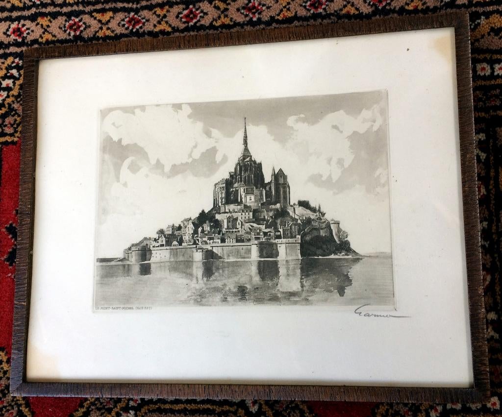 Schilderij Le Mont - Saint Michel (face est) 32,5 bij 26 cm, Ophalen of Verzenden