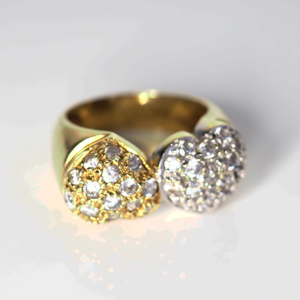 Zware 18 krt gouden Moi-Toi ring met twee harten, 18 tot 19, ., Ophalen of Verzenden, Zo goed als nieuw