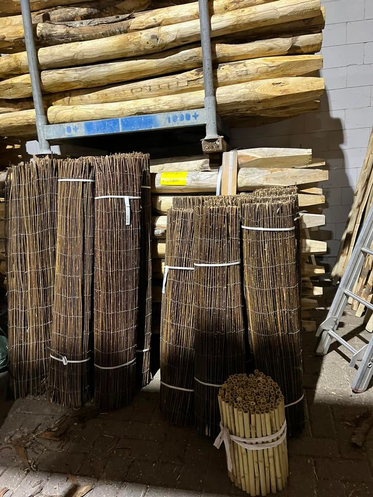 Schutting riet bamboe wilgenmat/scherm heidemat boomschors, Tuin en Terras, Overige materialen, Gerard Krale, Nieuw, Ophalen of Verzenden