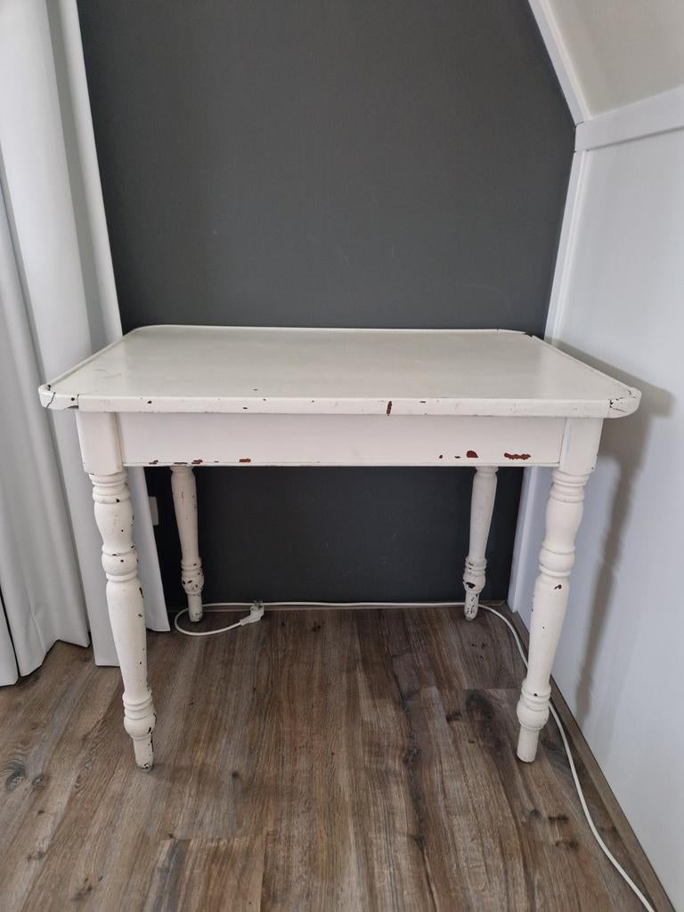 Charmante brocante tafel, kaptafel, bureau, keukentafel, Ophalen, Gebruikt, 100 tot 150 cm, Rechthoekig
